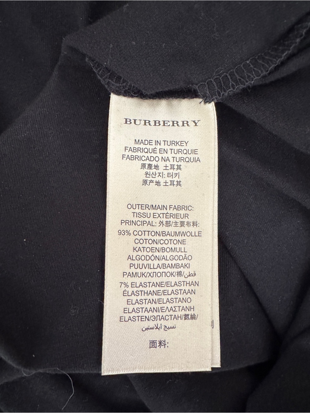 Burberry Black Three-Quarter Sleeve Top with Signature Check Cuffs. Size Medium - Picture 4 of 4